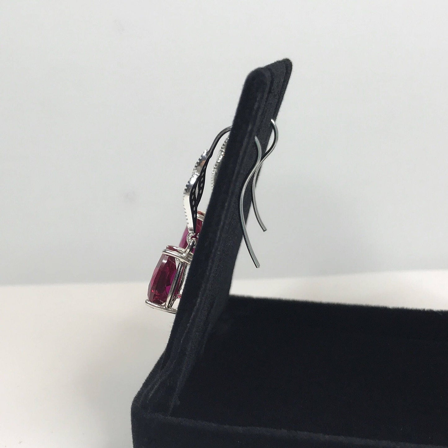 Beautiful 10ctw Pear Cut Ruby Earrings White Sapphire Earrings Pear Drop Dangle