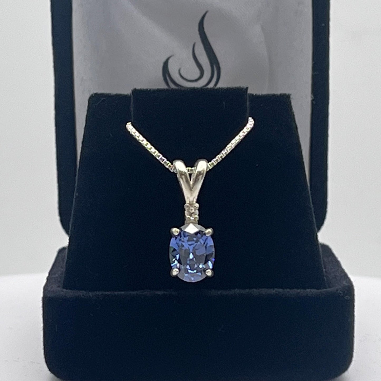 Beautiful Tanzanite & White Sapphire Pendant Necklace Sterling Silver Oval Cut Tanzanite Pendant Necklace with Accents Jewelry Trends Gift