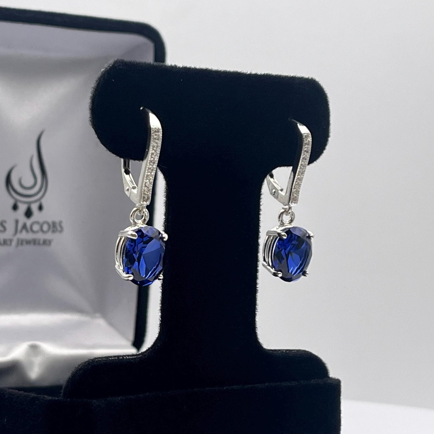 Beautiful 6ctw Oval Cut Sapphire Earrings in Sterling Silver