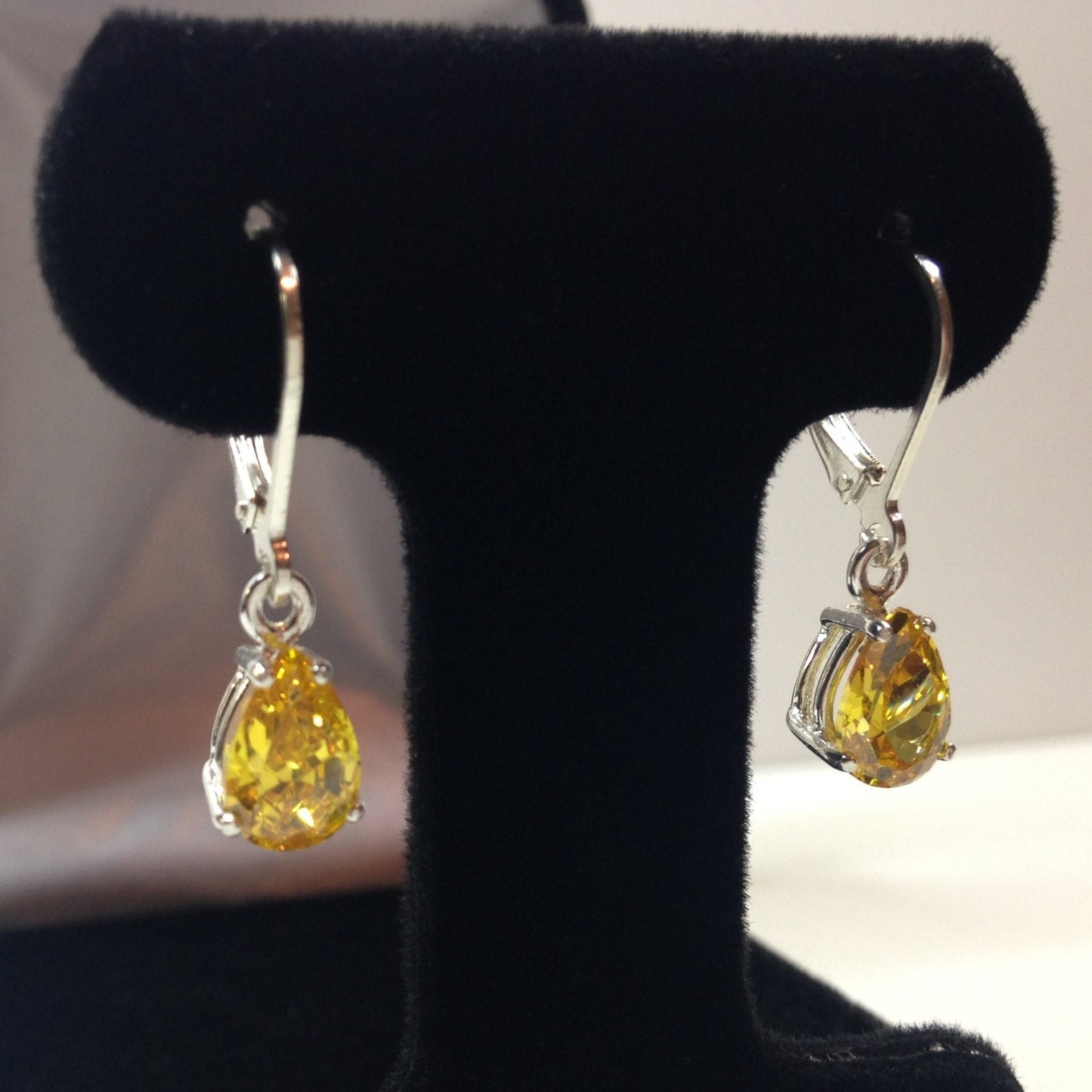 Beautiful 3ctw Pear Cut Citrine Quartz Earrings in Sterling Silver Canary Yellow