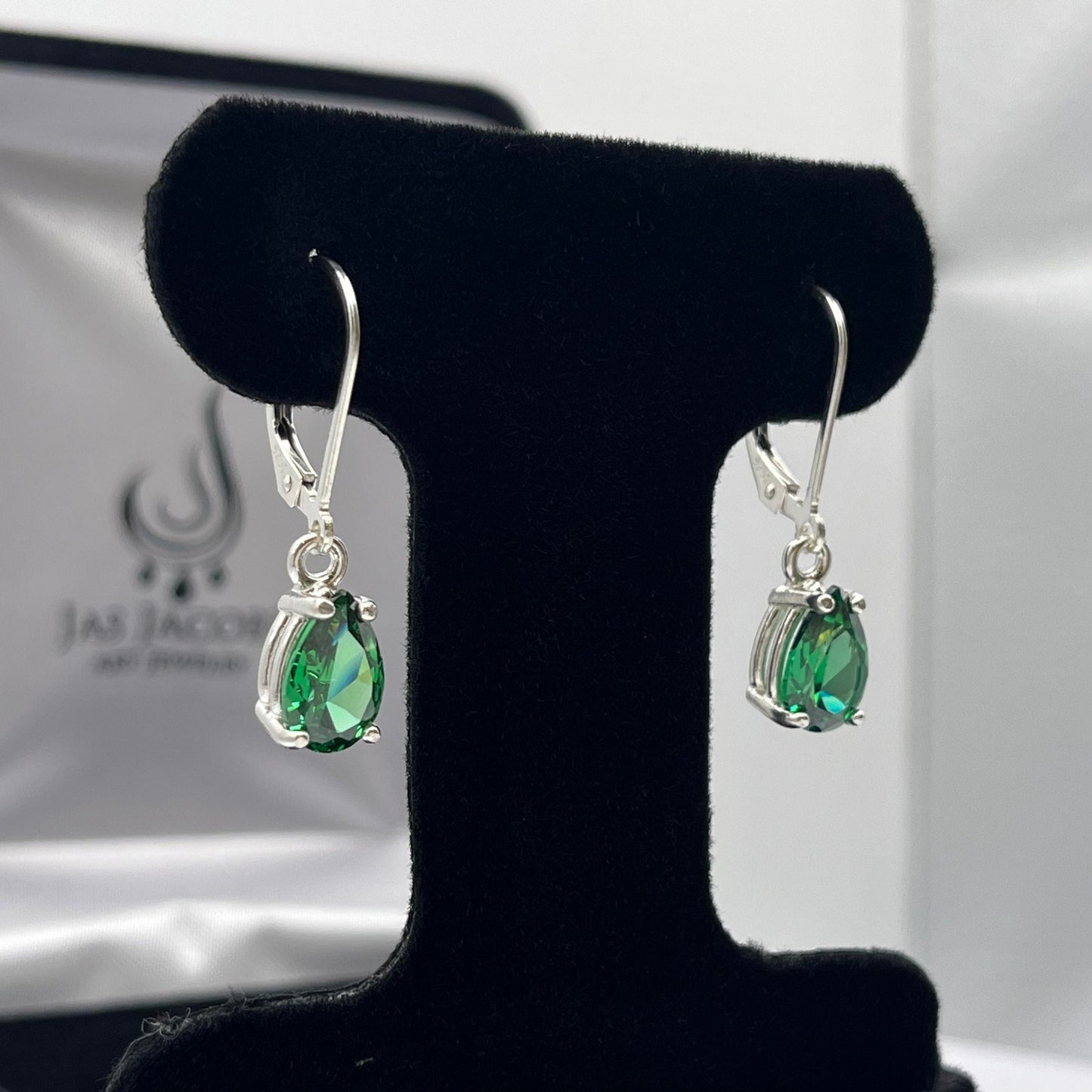 Beautiful 3ct Pear Cut Emerald Earrings Teardrop Emerald Earrings
