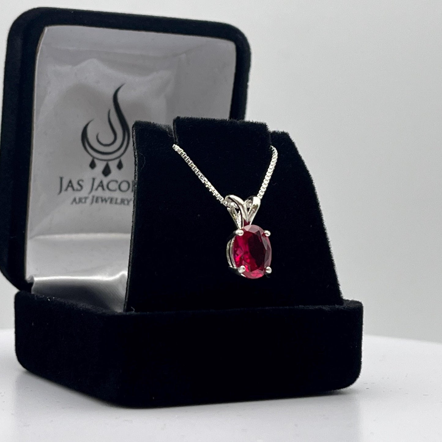 Beautiful 2ct Oval Cut Ruby Necklace Solitaire Pendant