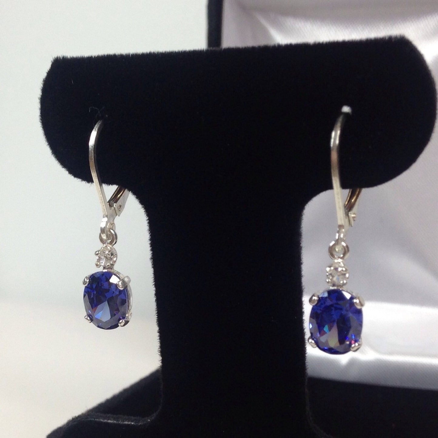Beautiful 2.3ctw Tanzanite & White Sapphire in Sterling Silver Tanzanite Earrings