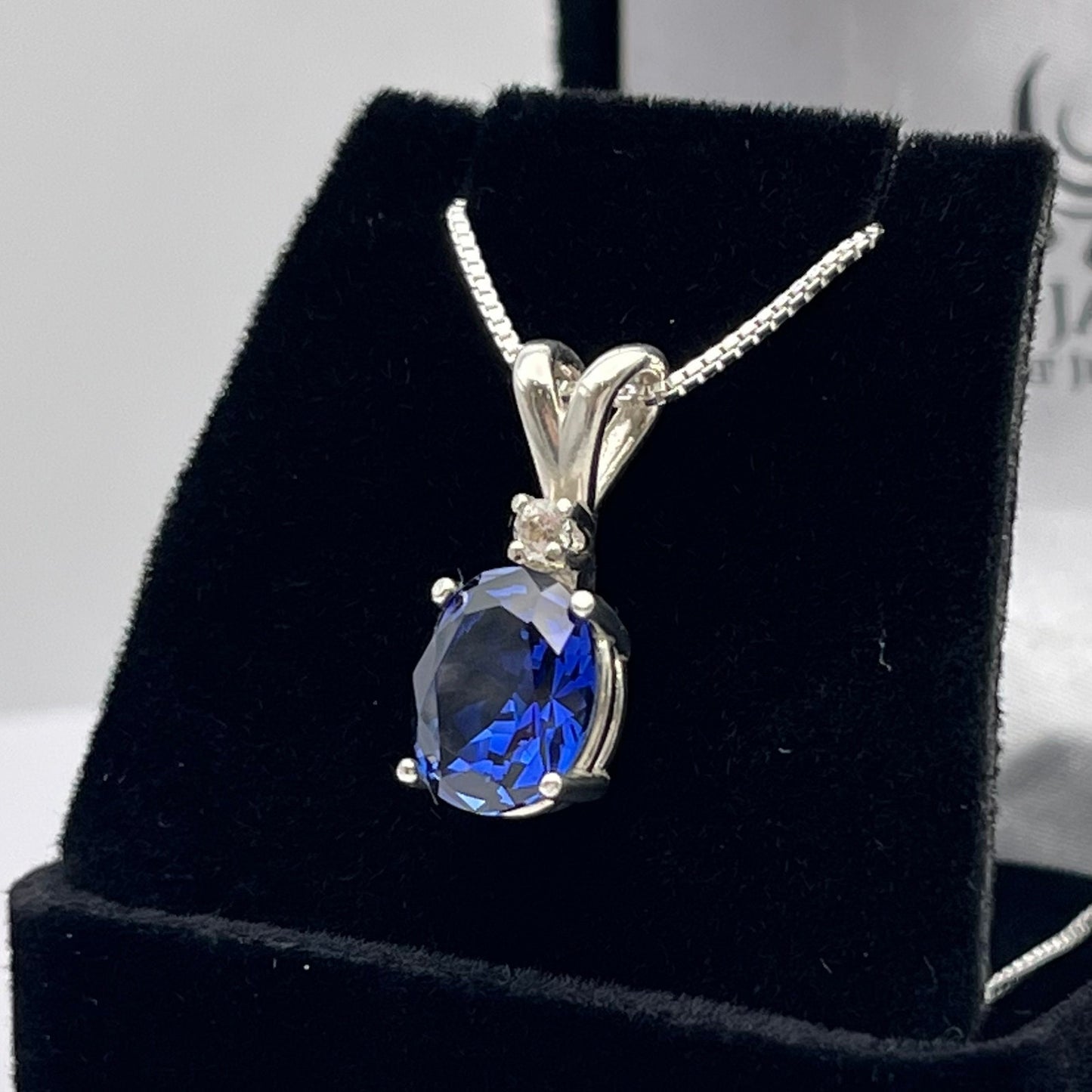 Gorgeous 3ct Blue & White Sapphire Sterling Silver Pendant Necklace Sapphire Septmeber Gift Trending Jewelry 14kt Gold 18"