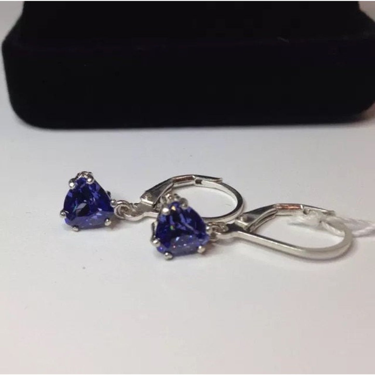 Beautiful 2.5ctw Trillion Cut Tanzanite Earrings in Sterling Silver