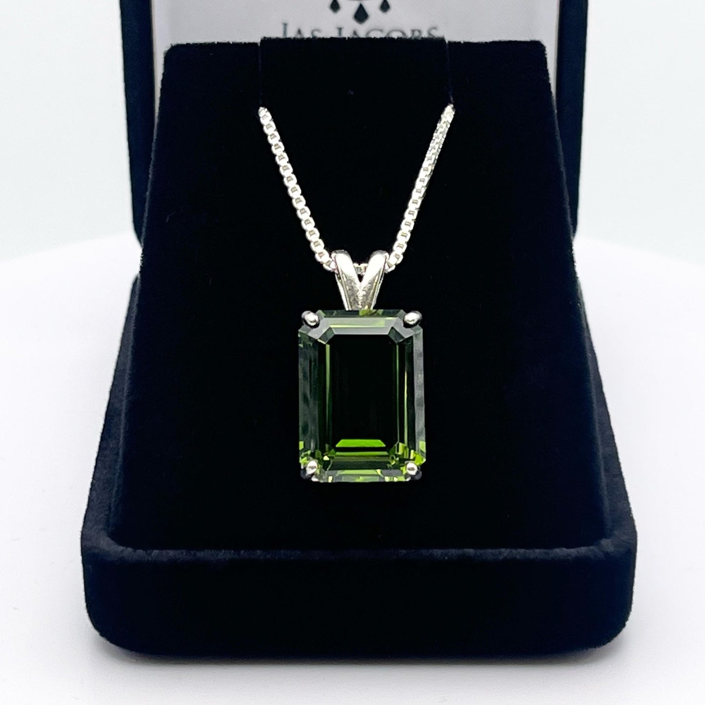 BEAUTIFUL 18.5ct Emerald Cut Peridot Necklace in Sterling Silver Pendant Jewelry Gift Holiday August Birthstone Large Peridot Necklace Lab