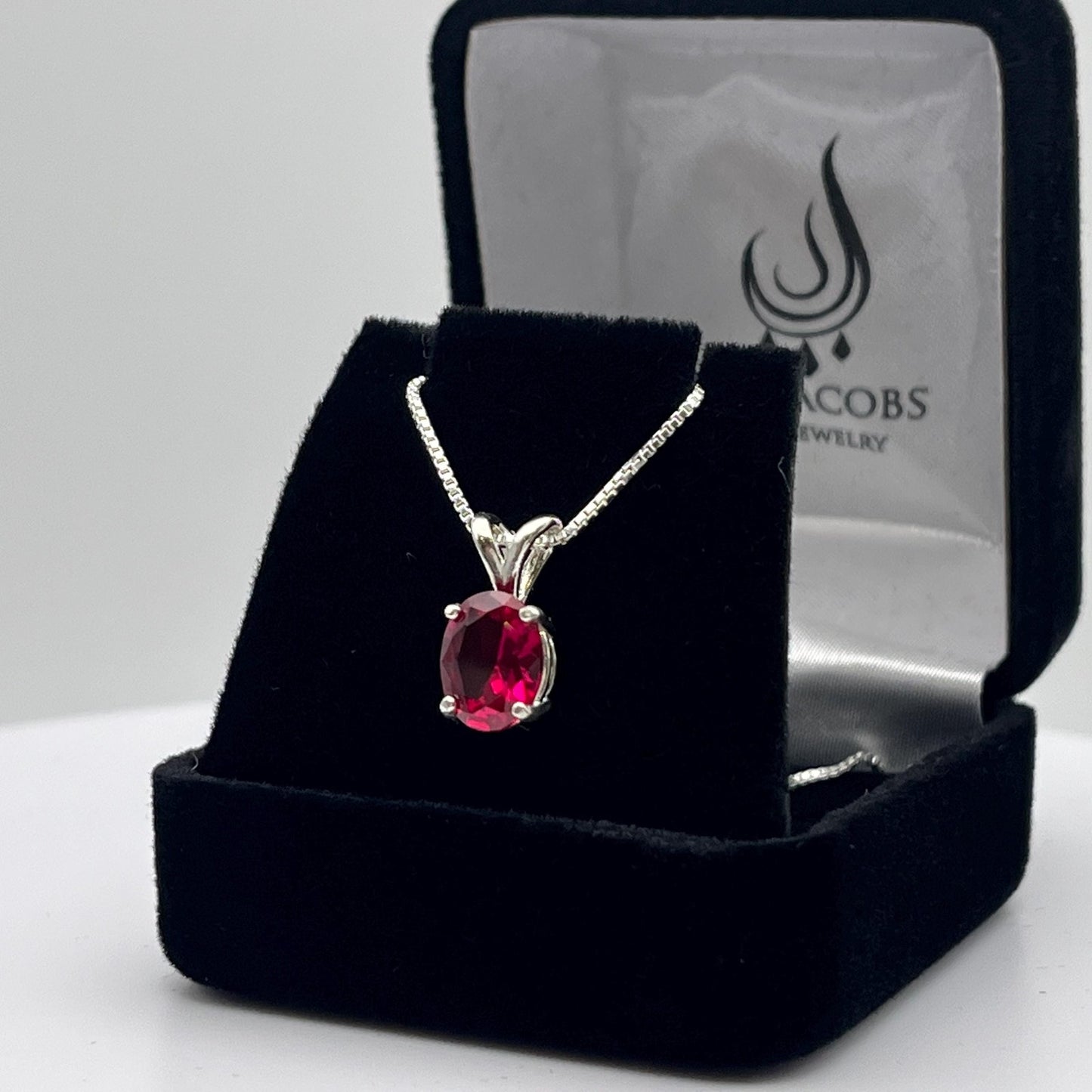 Beautiful 2ct Oval Cut Ruby Necklace Solitaire Pendant