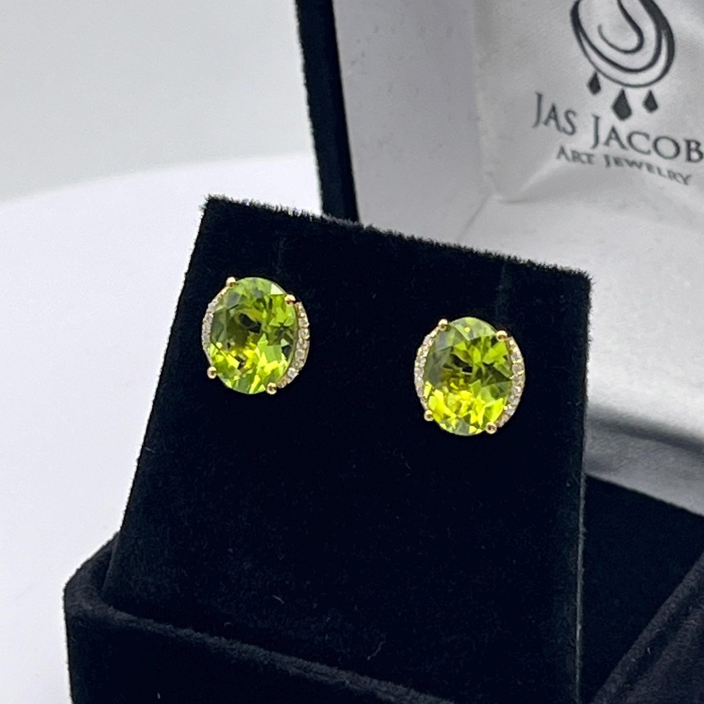 Beautiful 4ctw Natural Diamond and Peridot Earrings in 10k Yellow Gold