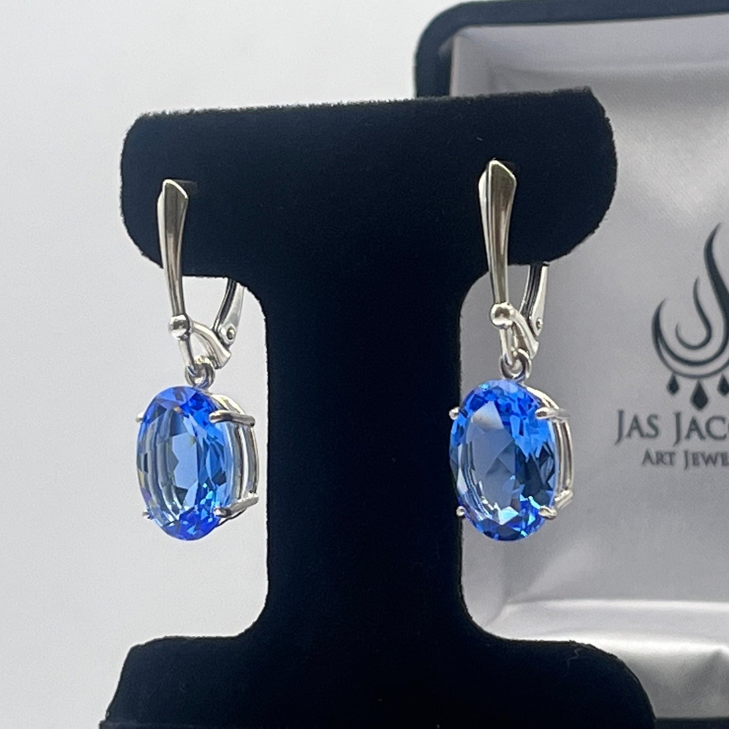Gorgeous 8.5ctw Oval Cut Blue Quartz Earrings in Sterling Silver