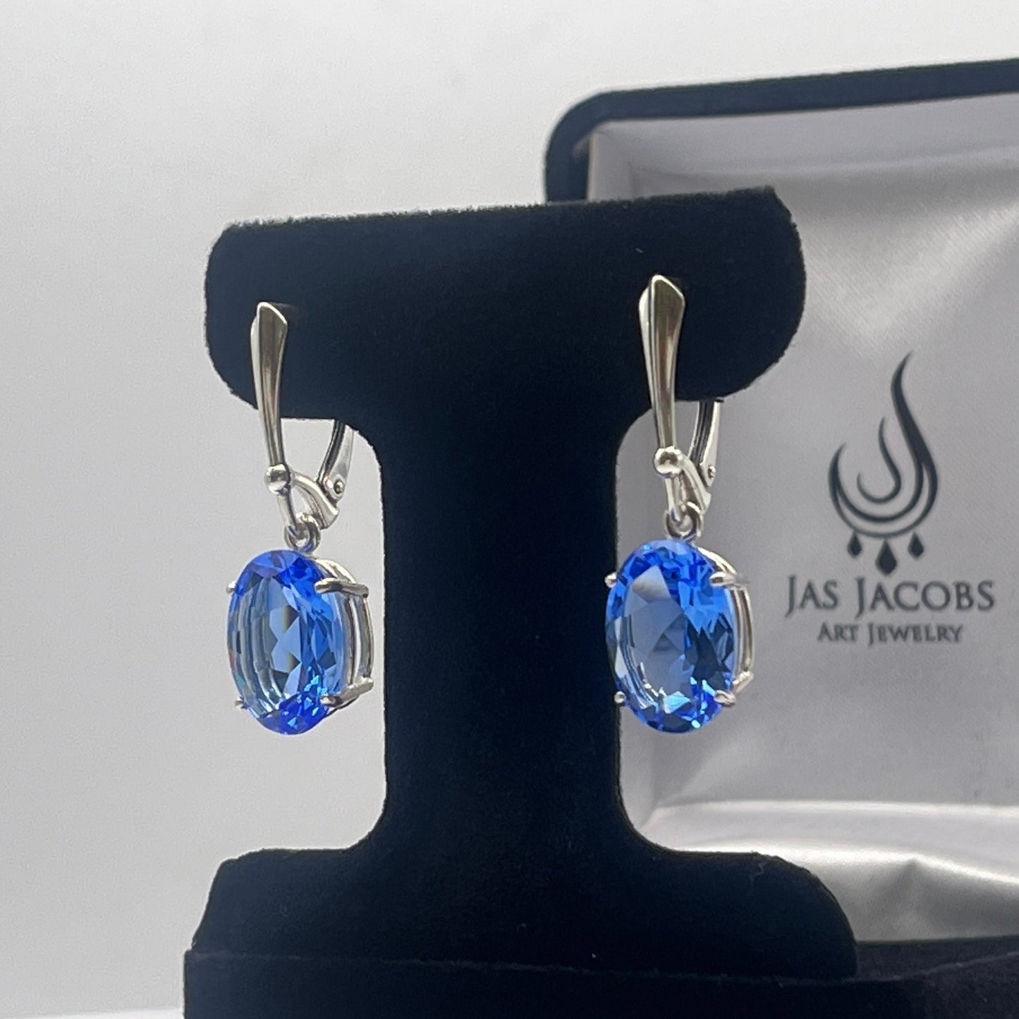 Gorgeous 8.5ctw Oval Cut Blue Quartz Earrings in Sterling Silver