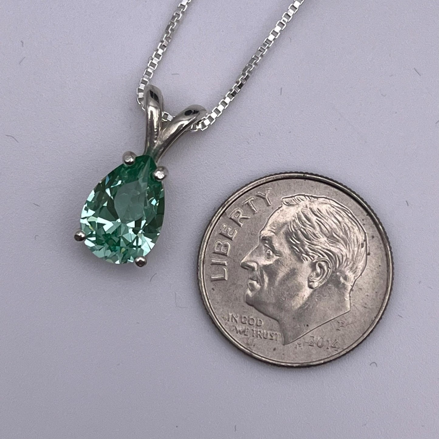 BEAUTIFUL 2ct Sea Foam Green Spinel Necklace Sterling Silver Gift Jewelry Trends Trending Pear Cut Ice Green Moissanite