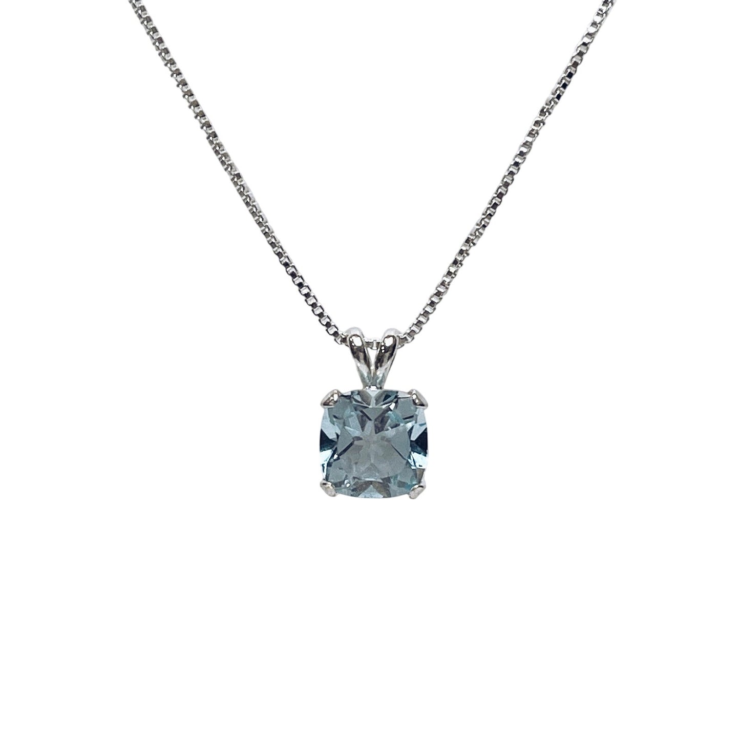 BEAUTIFUL 2.5ct Natural Sky Blue Topaz Necklace 16” 18” Cushion Cut Topaz Jewelry Gift Something Blue Ice Birthstone