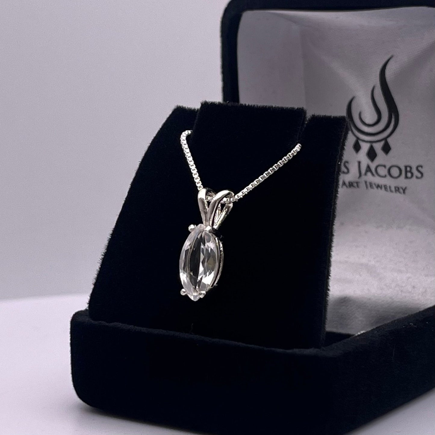 Beautiful 2ct Marquise Cut White Sapphire Necklace Sterling Silver Pendant Anniversary Gift Gift Bridal Gift Colorless Sapphire