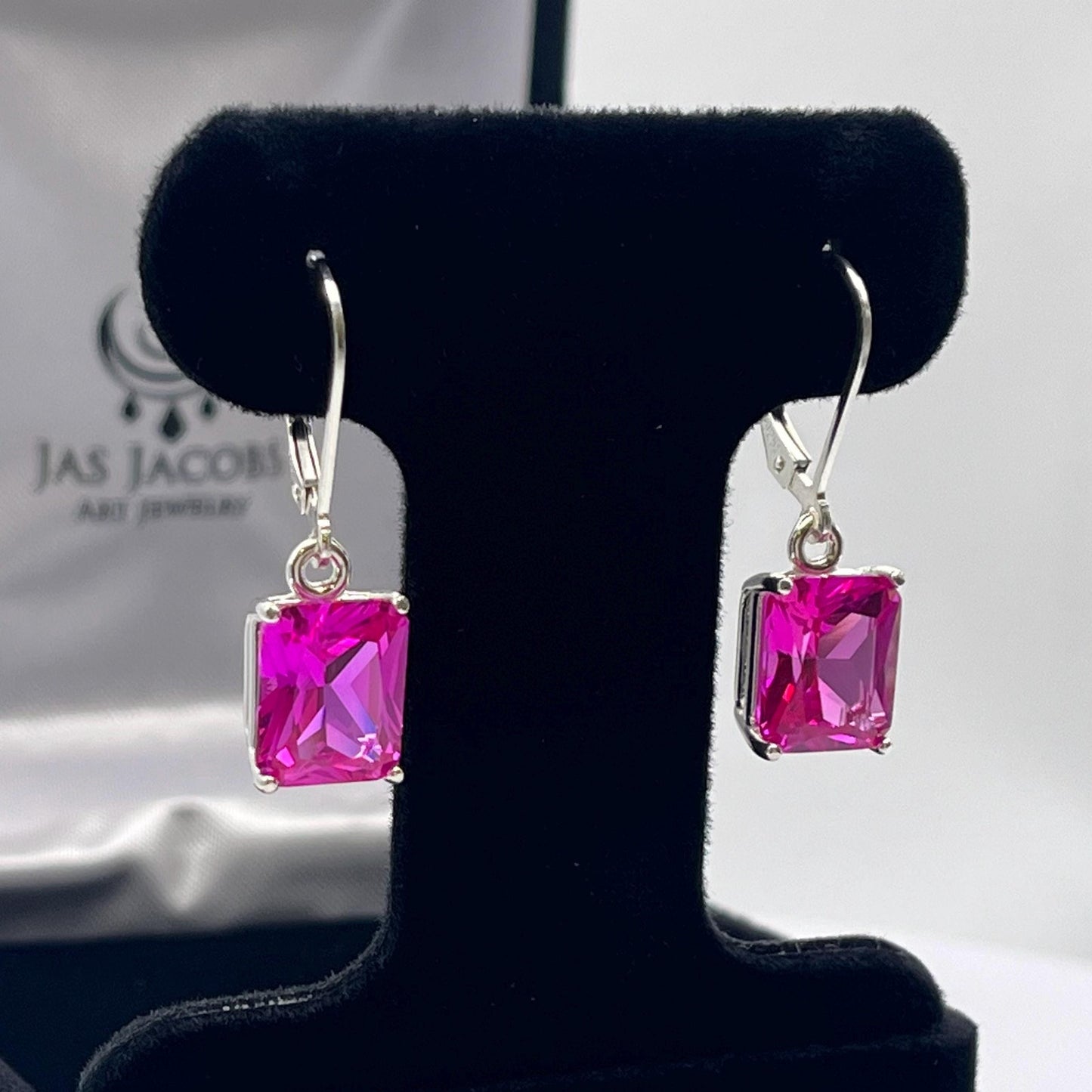 Gorgeous 8ctw Emerald Cut Pink Sapphire Earrings Jewelry Gift