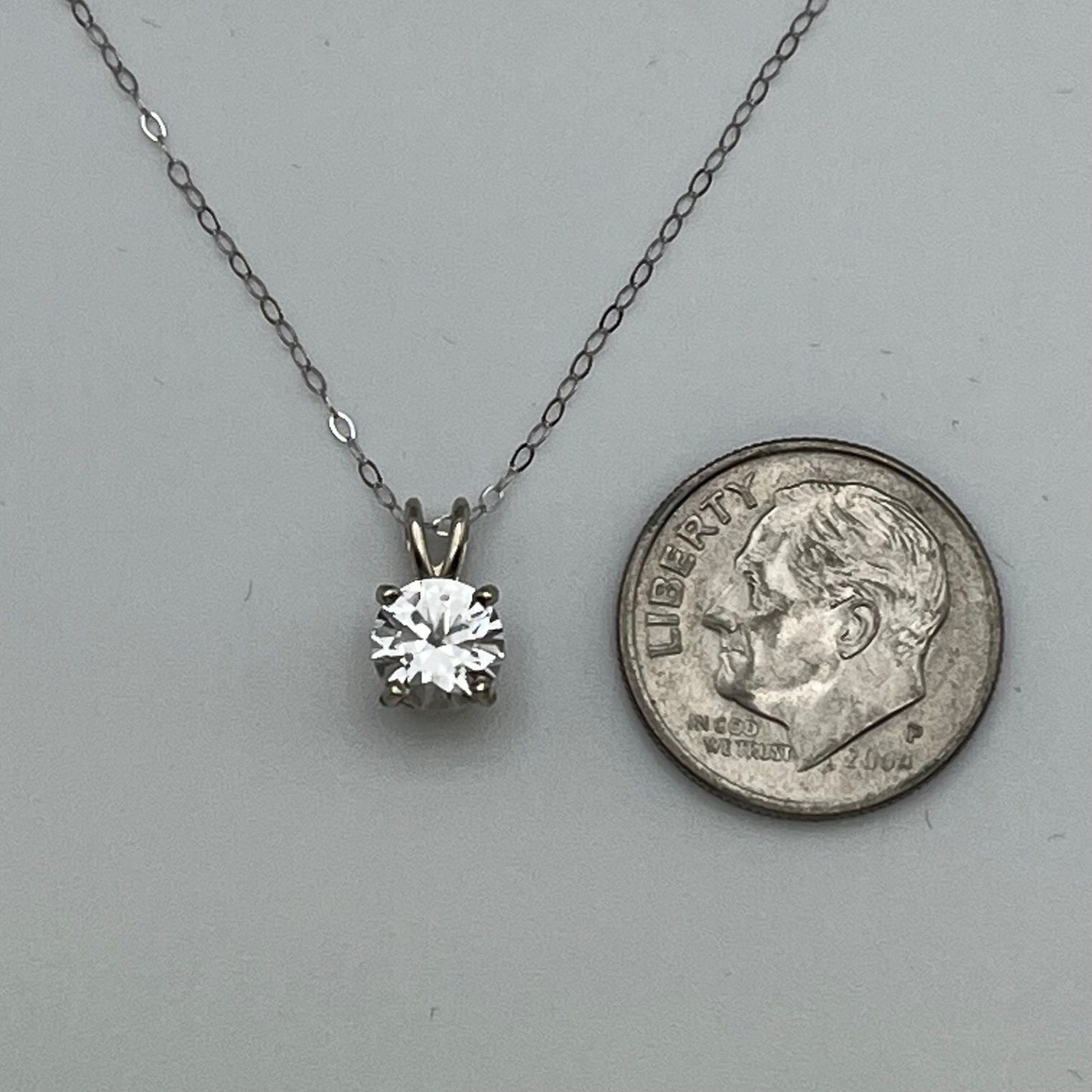 Beautiful 14k Gold 1ct White Sapphire Necklace Solitaire Pendant Anniversary Gift Gift Bridal Gift 16” 18” Colorless Sapphire VVS