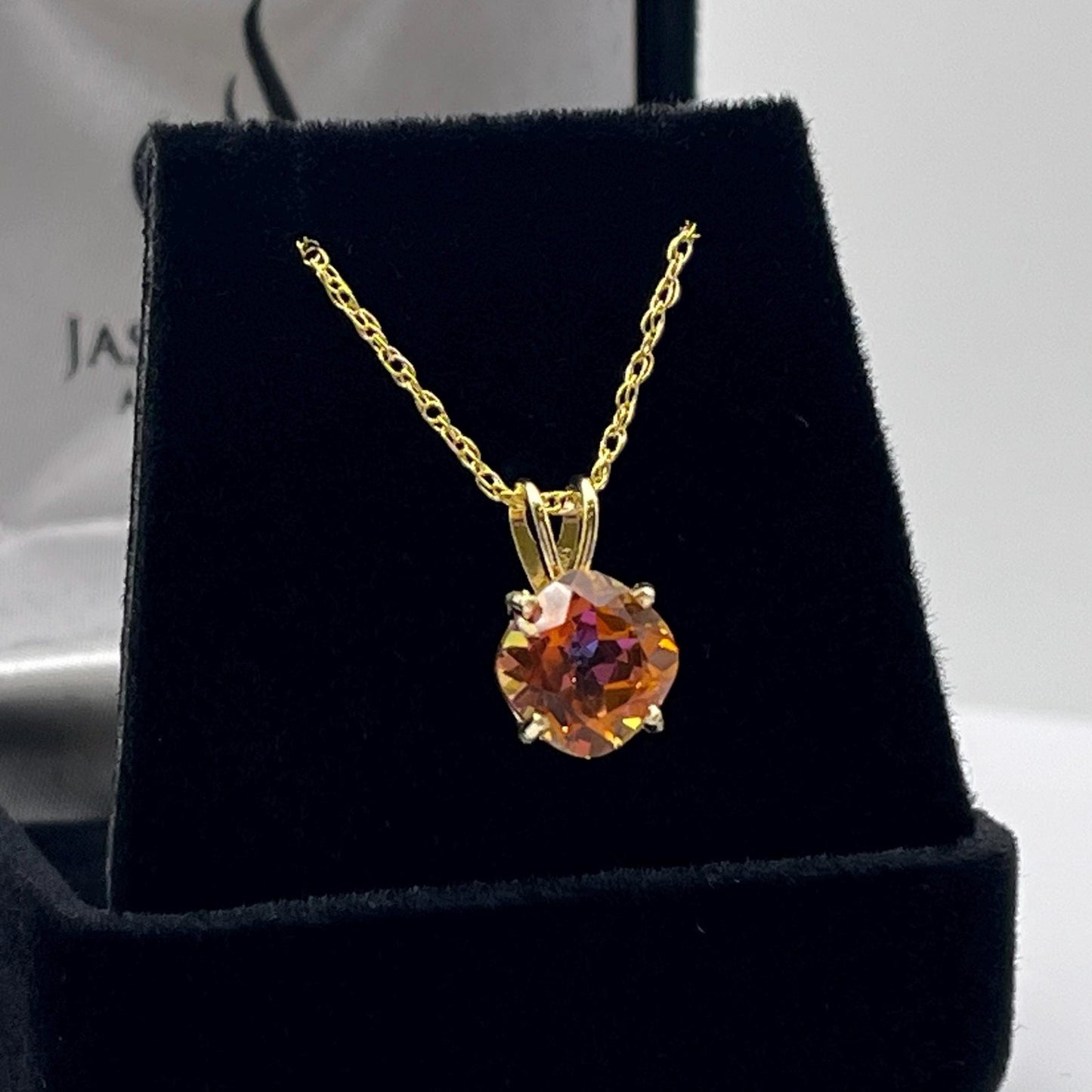 Gorgeous 2.8ct Sunset Topaz Necklace 14k Yellow Gold Trending Holiday Jewelry Gift Sunrise Topaz Orange Pendant