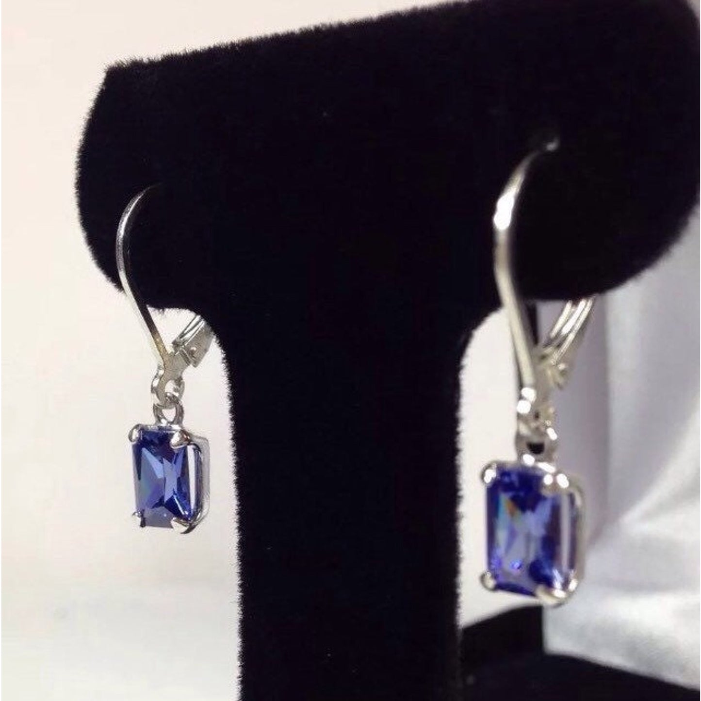 Beautiful 2ctw Emerald Cut Tanzanite Earrings in Sterling Silver