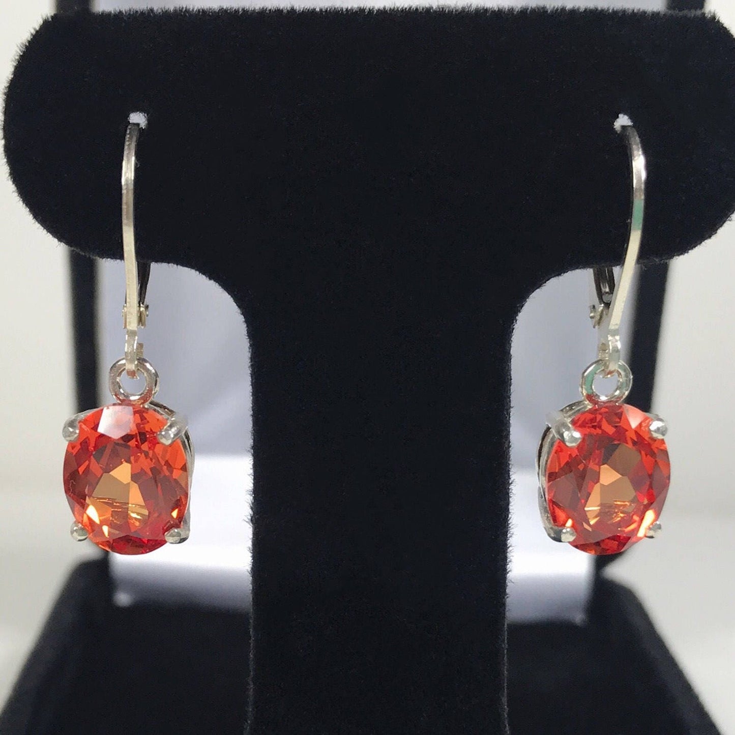Beautiful 6.5ctw Oval Cut Orange Padparadscha Sapphire Earrings