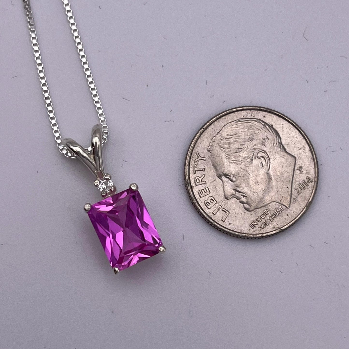 Beautiful 2.5ct Emerald Cut Pink Sapphire Necklace Trending Jewelry Gift Holiday