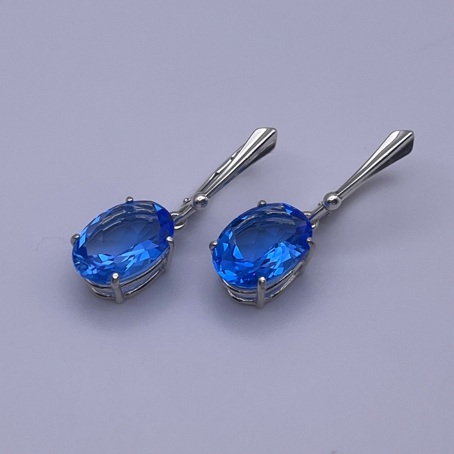 Gorgeous 8.5ctw Oval Cut Blue Quartz Earrings in Sterling Silver