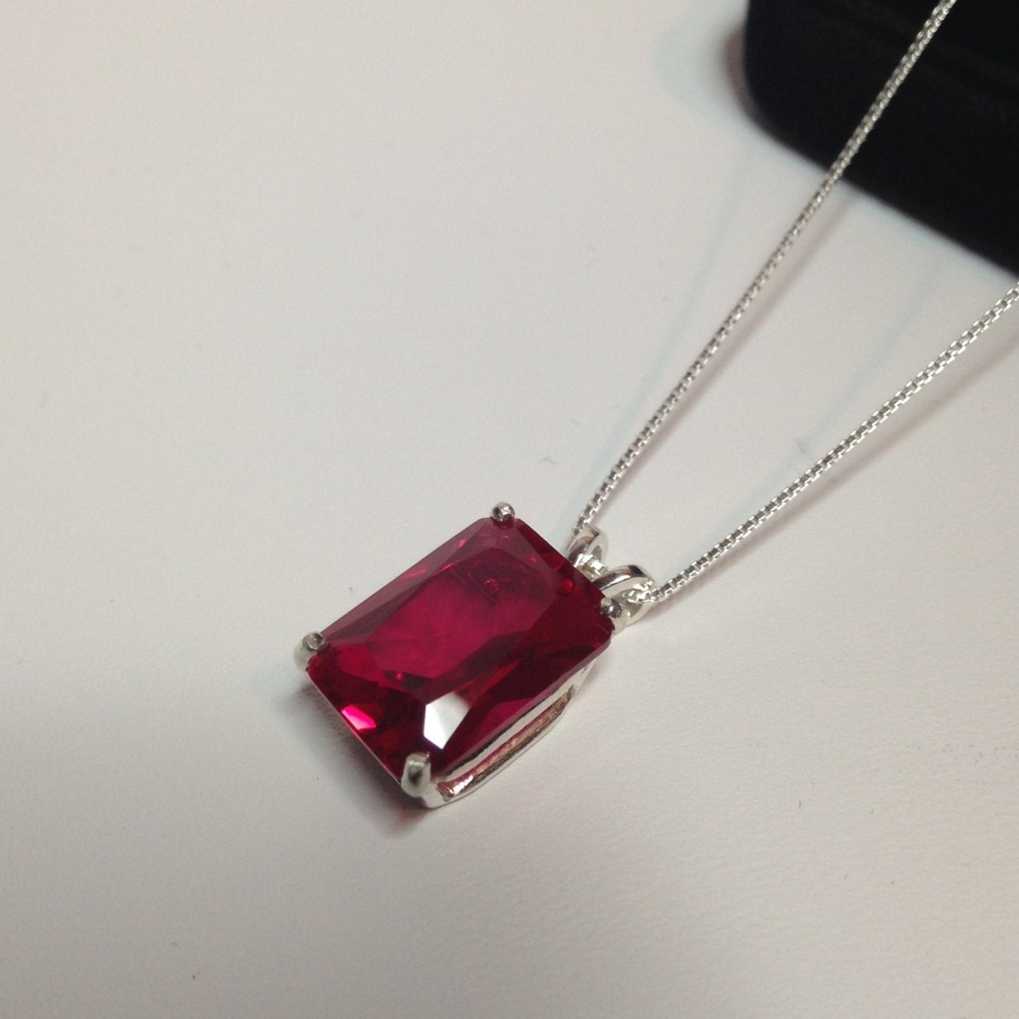 Beautiful 8ct Emerald Cut Ruby Necklace Jewelry Gift July Birthstone