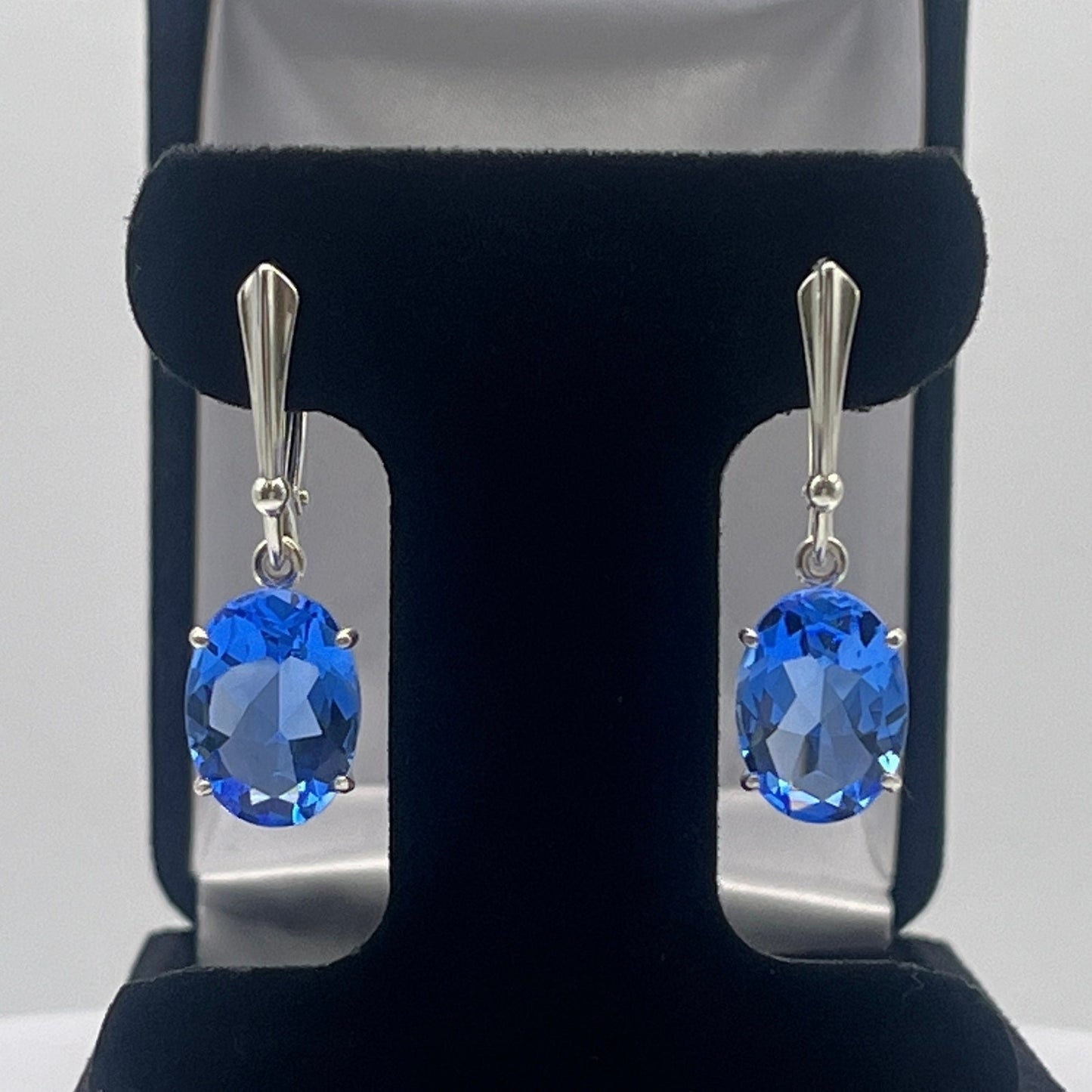Gorgeous 8.5ctw Oval Cut Blue Quartz Earrings in Sterling Silver