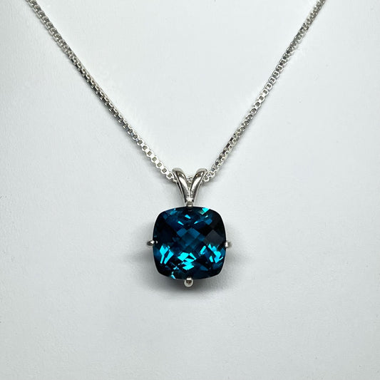 Gorgeous 6.5ct London Blue Spinel Necklace Deep Teal Blue Gemstone Necklace