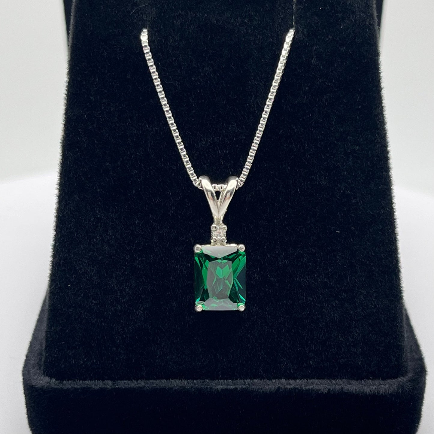 Beautiful 3ctw Emerald Cut Emerald Necklace Sterling Silver Pendant Necklace Jewelry Gift Trending Jewelry May Birthstone