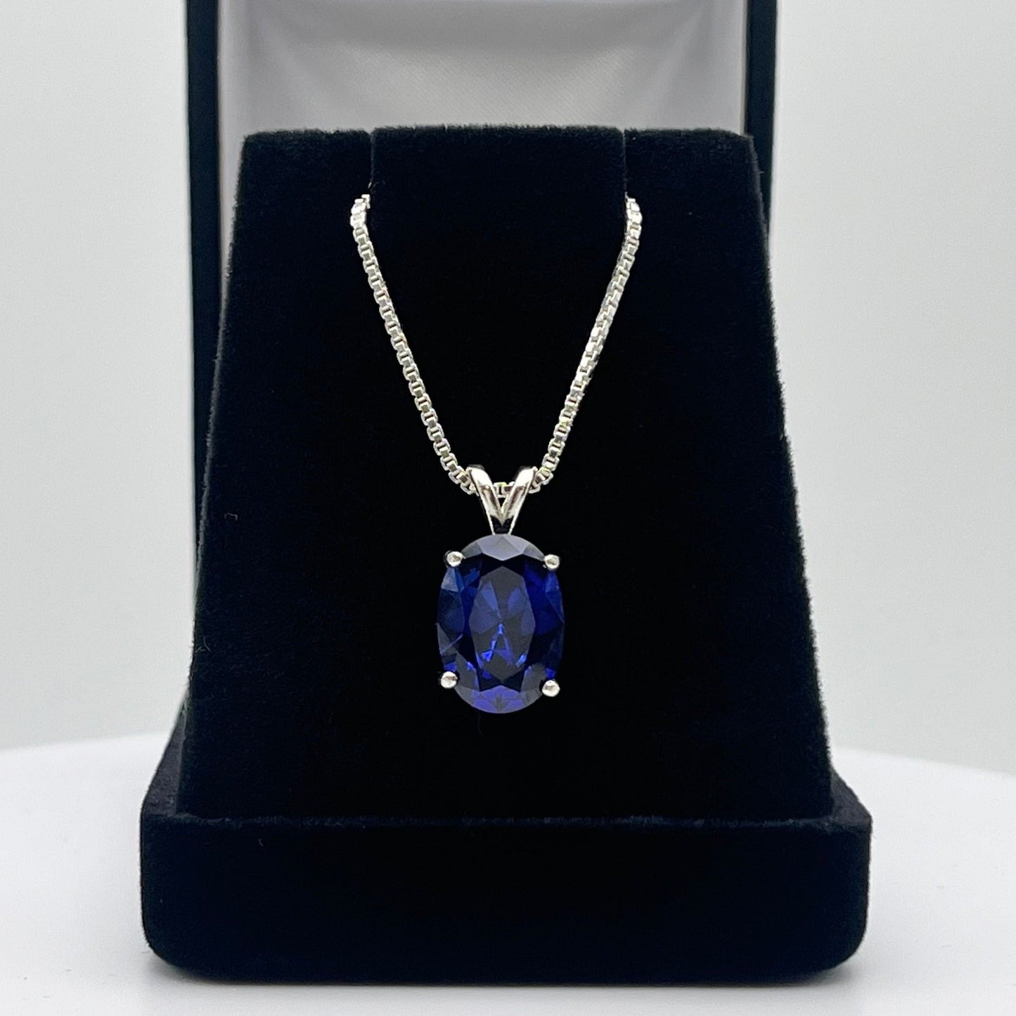 Gorgeous 7ct Blue Sapphire in Sterling Silver Pendant Necklace Sapphire September Gift Trending Jewelry 18"
