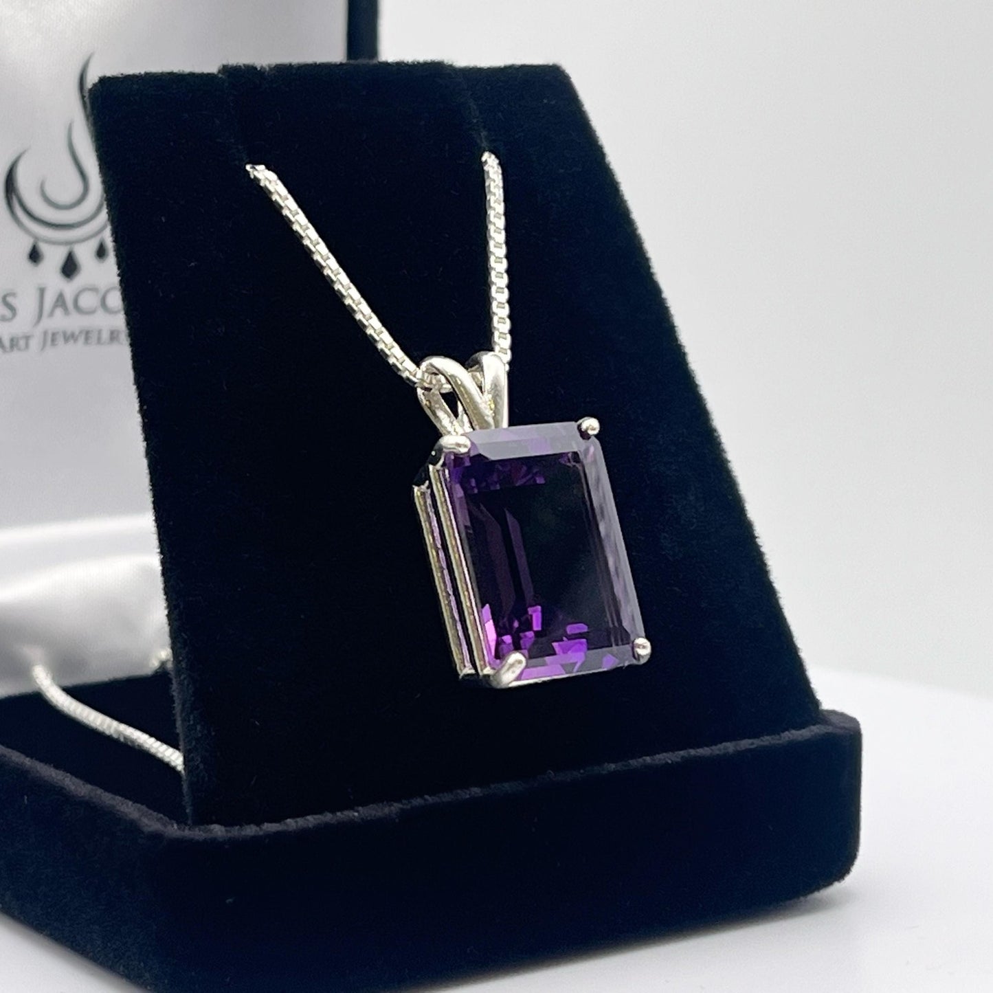 Gorgeous 13ct Royal Purple Amethyst Necklace Sterling Silver Trending Jewelry Gift Emerald Cut Amethyst February Birthstone