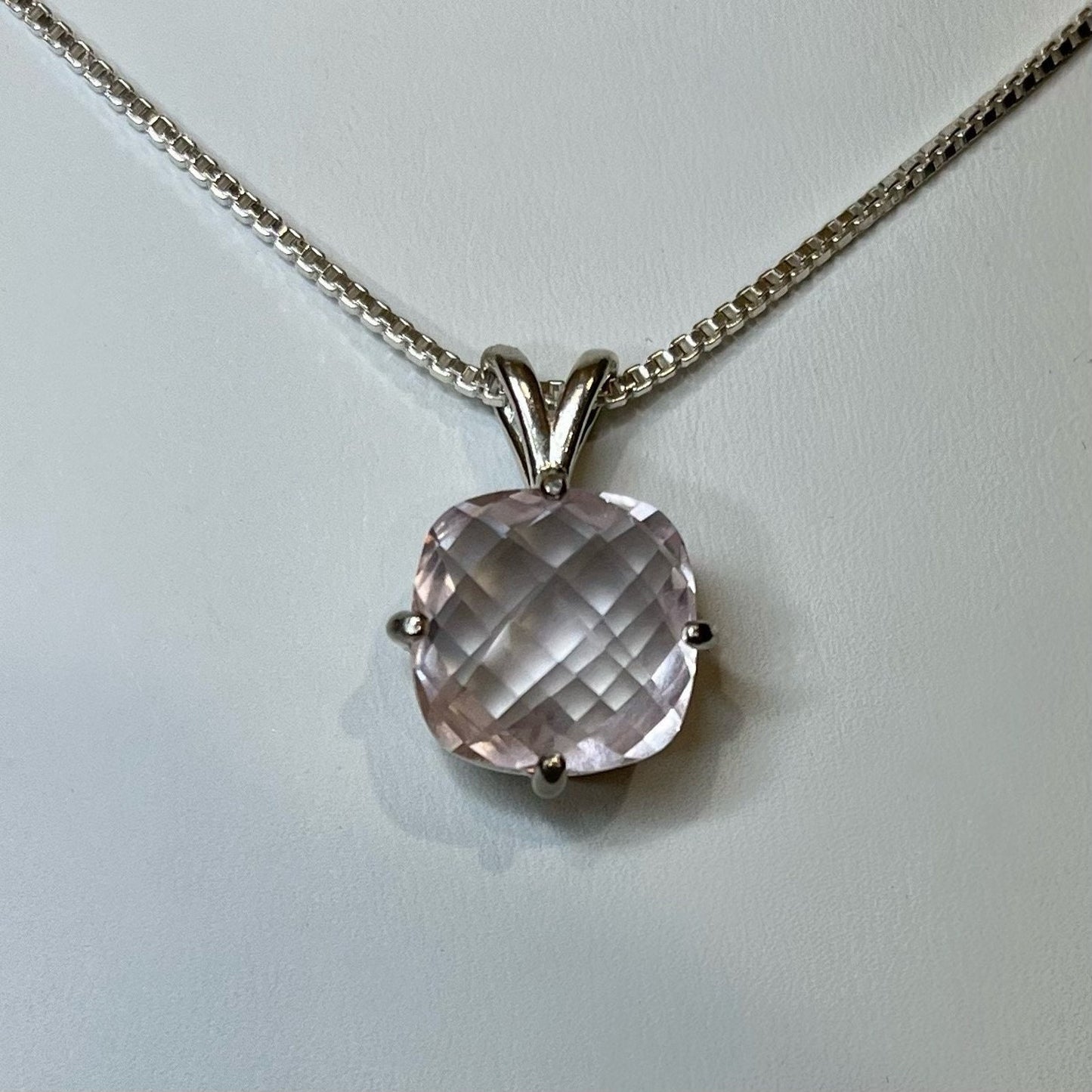 Gorgeous 12mm 6.5ct Rose Quartz Necklace or Pendant in Sterling Silver 10k or 14k Rose Gold Yellow or White Gold Jewelry Gift