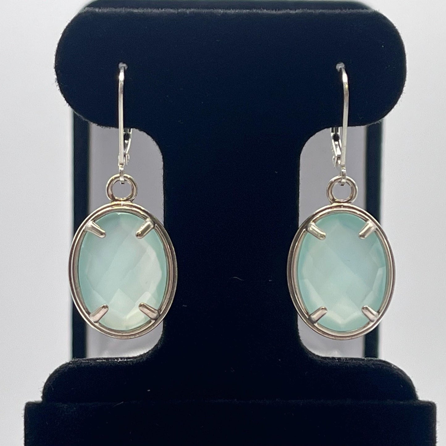 GENUINE 13ctw Aquamarine Chalcedony Earrings Sterling Silver Gemstone Leverback Dangle Trending Jewelry Gifts