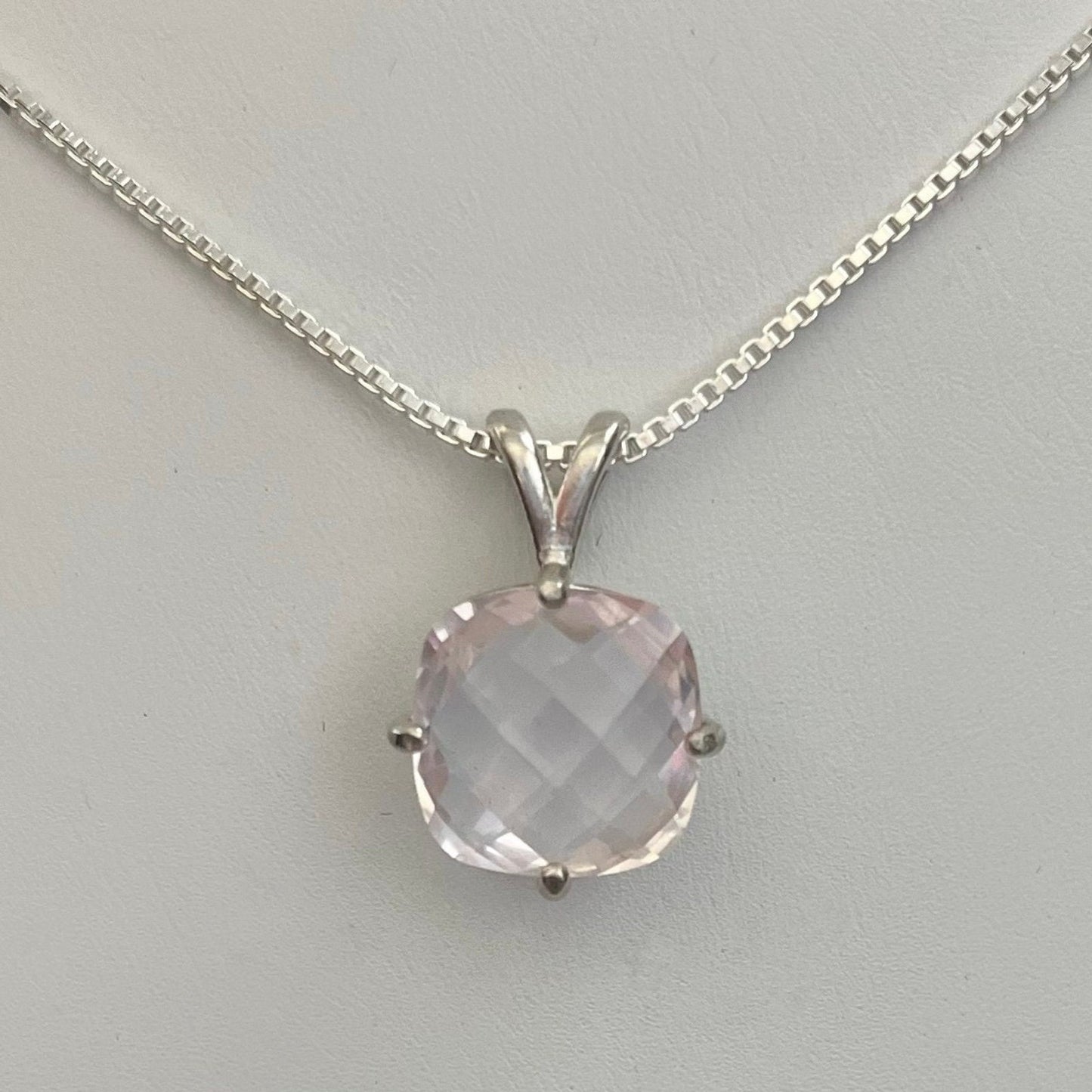 Gorgeous 12mm 6.5ct Rose Quartz Necklace or Pendant in Sterling Silver 10k or 14k Rose Gold Yellow or White Gold Jewelry Gift