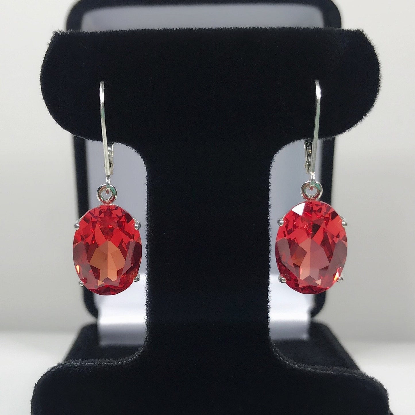 Beautiful 16ctw Oval Cut Padparadscha Sapphire Earrings Orange Sapphire Earrings