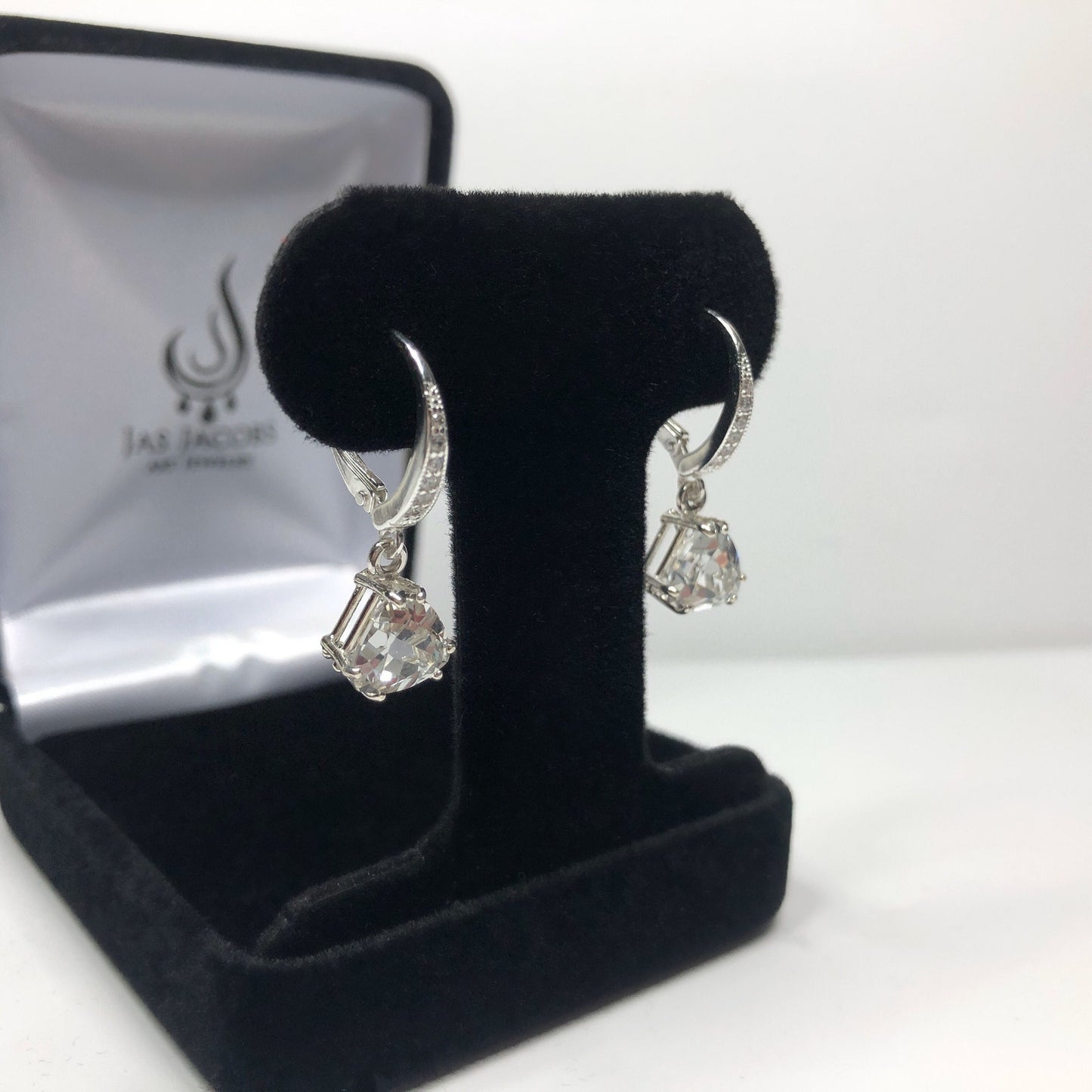 Gorgeous 4ctw Trillion Cut White Topaz Earrings in Sterling Silver