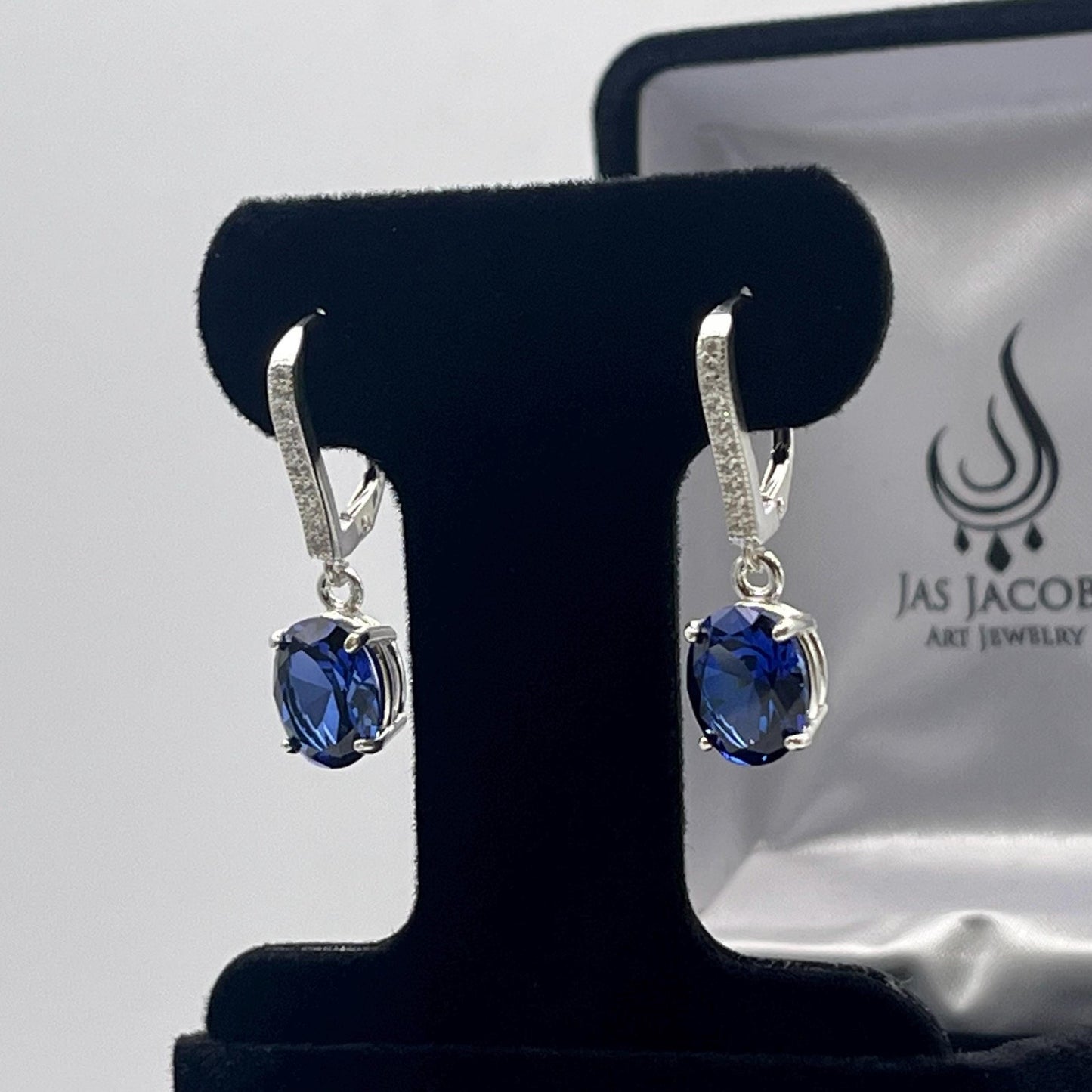 Beautiful 6ctw Oval Cut Sapphire Earrings in Sterling Silver