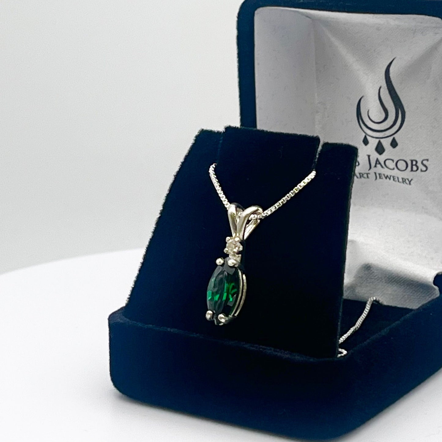 GORGEOUS 2ct Marquise Cut Emerald Necklace White Sapphire Accent Sterling Silver Lab Emerald trending jewelry gift May Birthstone