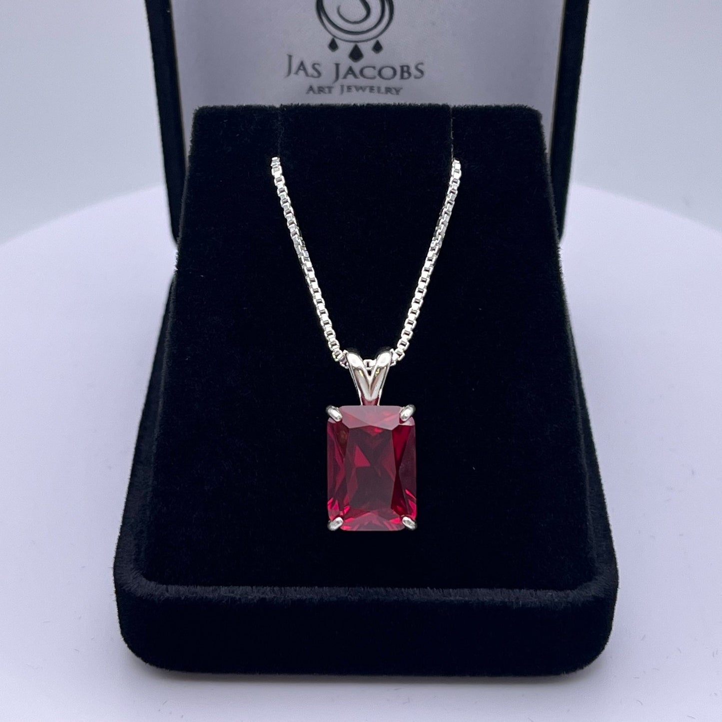 Beautiful 8ct Emerald Cut Ruby Necklace Jewelry Gift July Birthstone