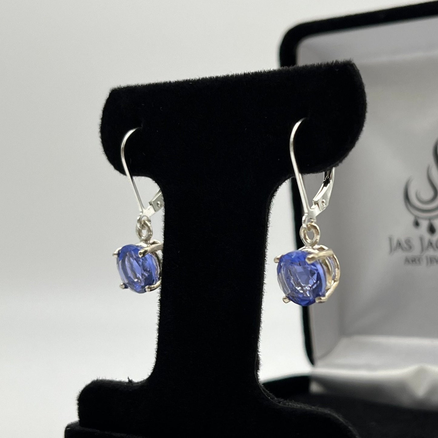 BEAUTIFUL 4.6ctw Blue Fluorite Earrings Sterling Silver Leverback Trending Jewelry Gift Holiday Jewelry
