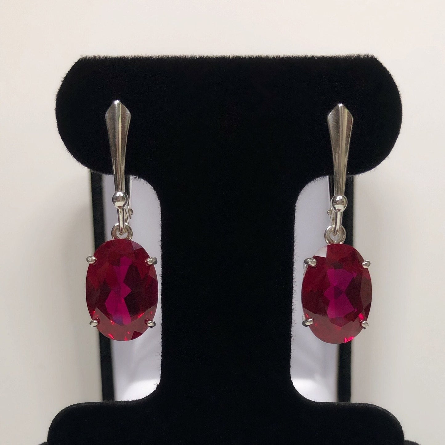 GORGEOUS 12ctw Oval Cut Ruby Earrings in Sterling Silver