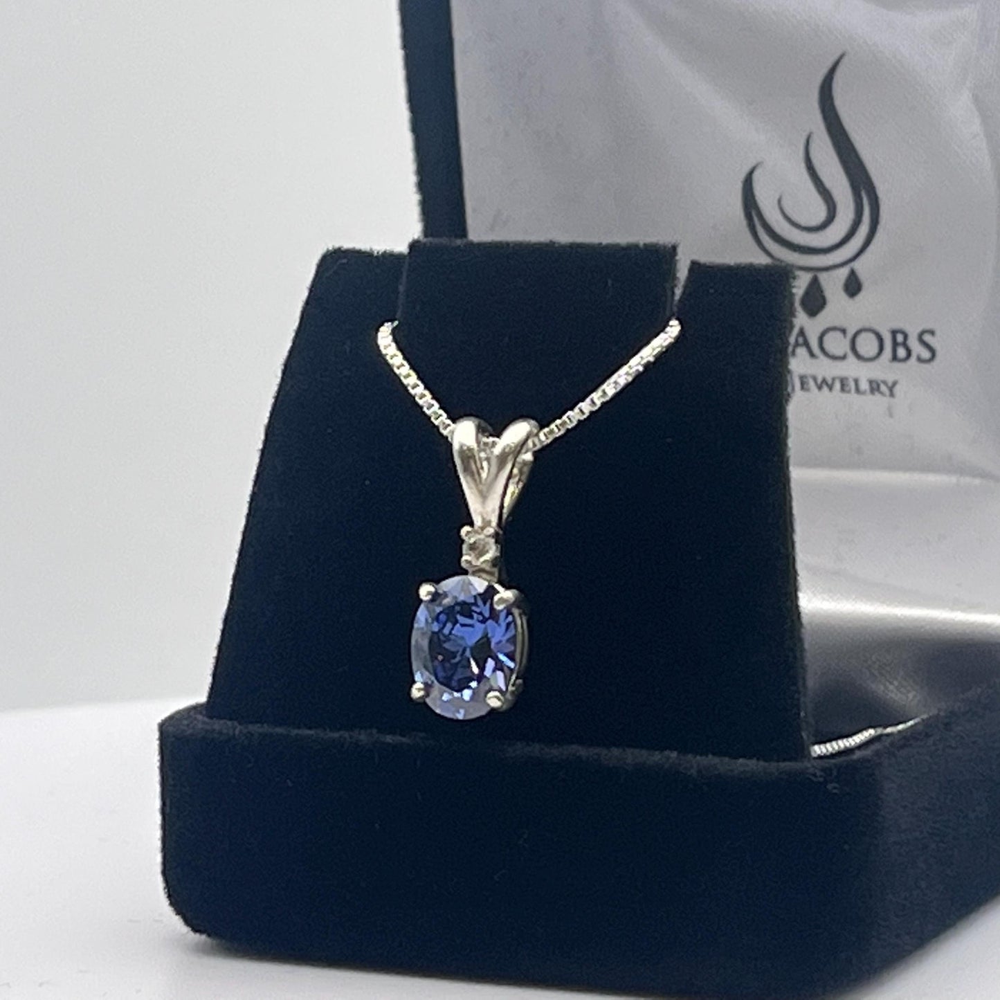 Beautiful Tanzanite & White Sapphire Pendant Necklace Sterling Silver Oval Cut Tanzanite Pendant Necklace with Accents Jewelry Trends Gift