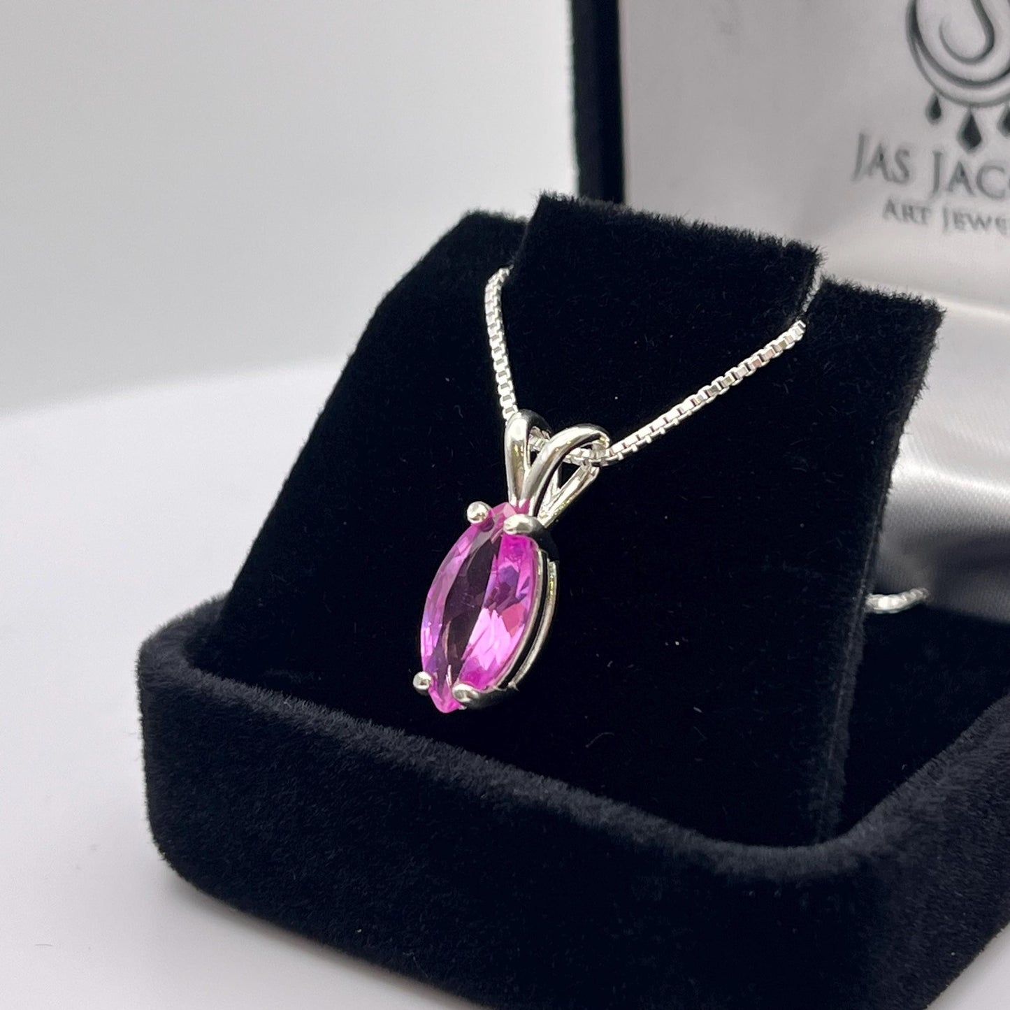 Beautiful 2ct Marquise Cut Pink Sapphire Necklace
