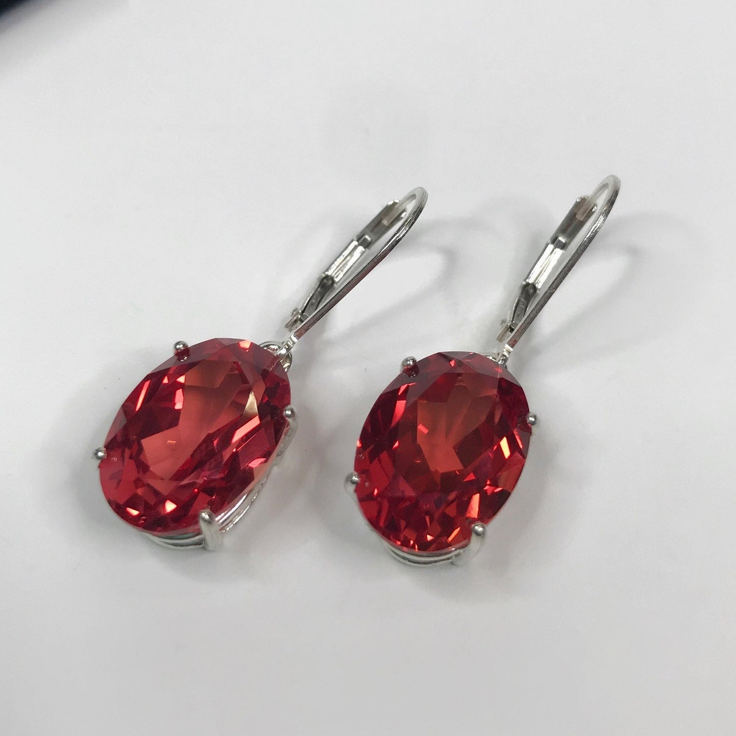 Beautiful 16ctw Oval Cut Padparadscha Sapphire Earrings Orange Sapphire Earrings