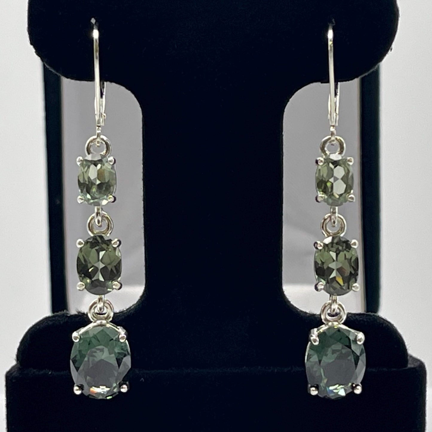 BEAUTIFUL 9.8ctw Green Spinel Tourmaline Earrings Sterling Silver Leverback Jewelry Gift October Tourmaline earring Green Ombré Earrings
