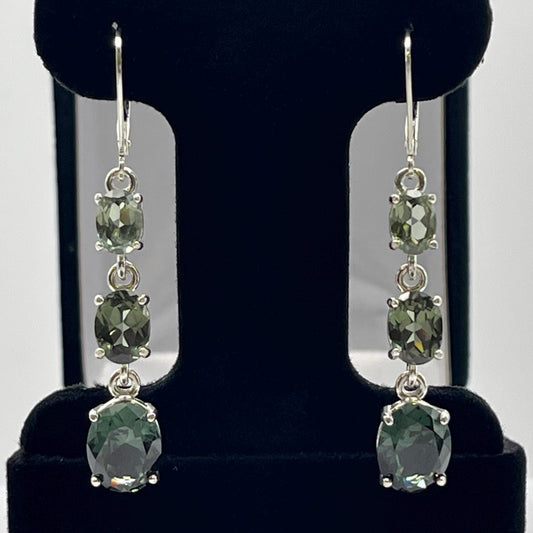 BEAUTIFUL 9.8ctw Green Spinel Tourmaline Earrings Sterling Silver Leverback Jewelry Gift October Tourmaline earring Green Ombré Earrings