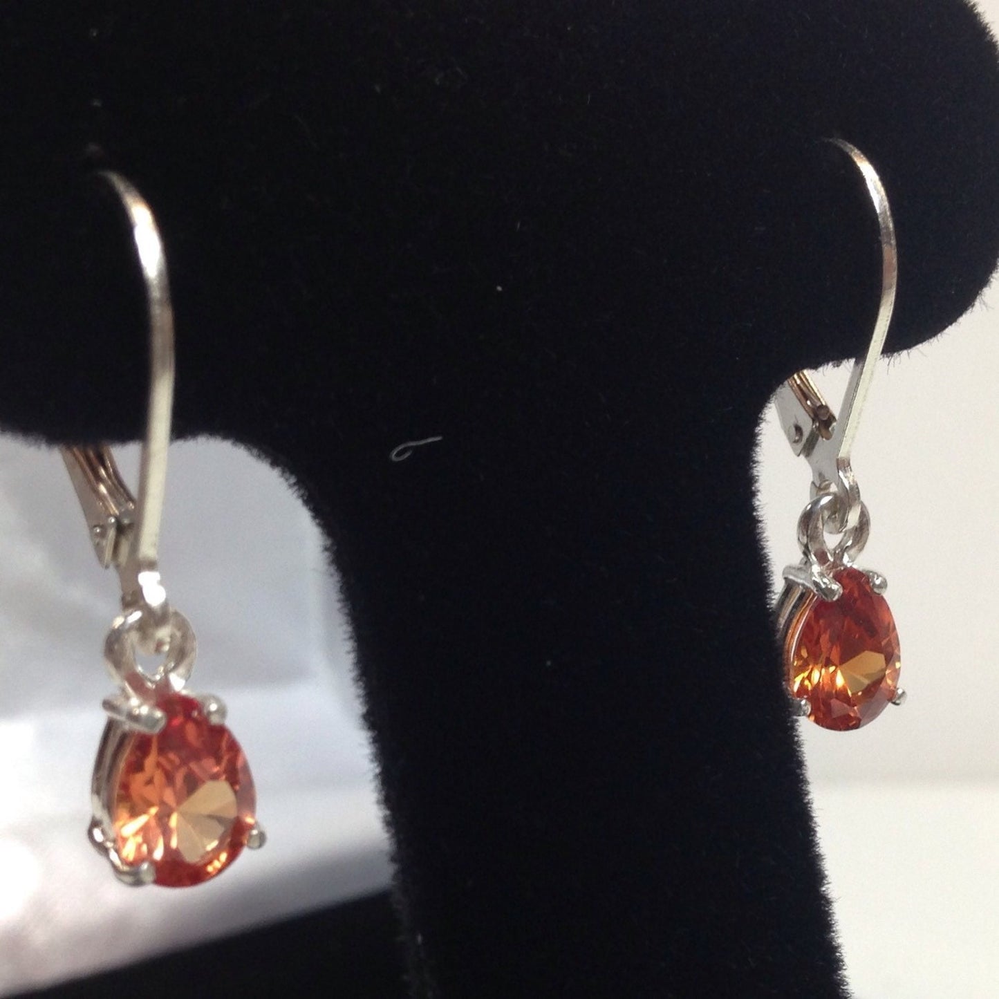 Beautiful 3ctw Pear Cut Orange Padparadscha Sapphire Earrings Sterling Silver Leverback Earrings Fine Jewelry Gift Orange Sapphire TearDrop