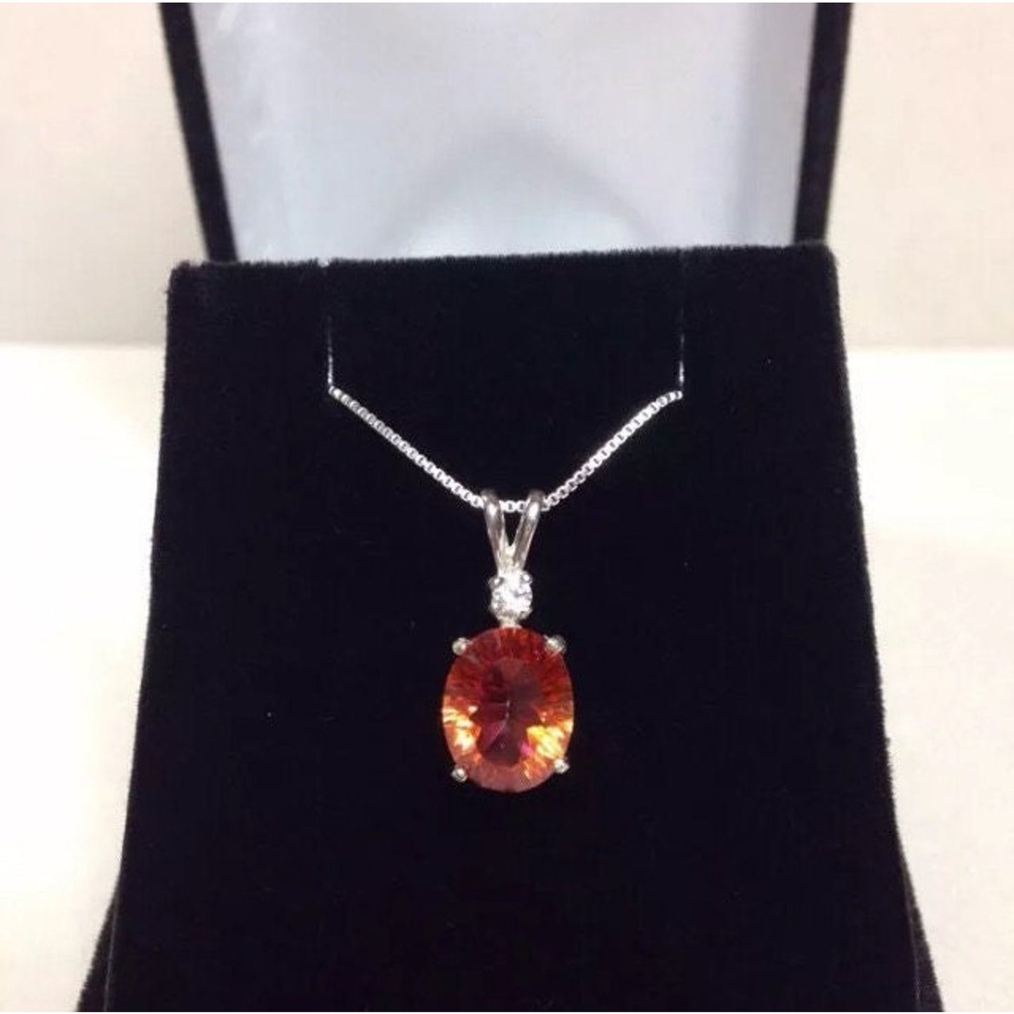 Beautiful 4.5ct Oval Cut Orange Fire Quartz Necklace Pendant Sterling Silver Necklace 18" Gemstone Jewelry Trending Stones
