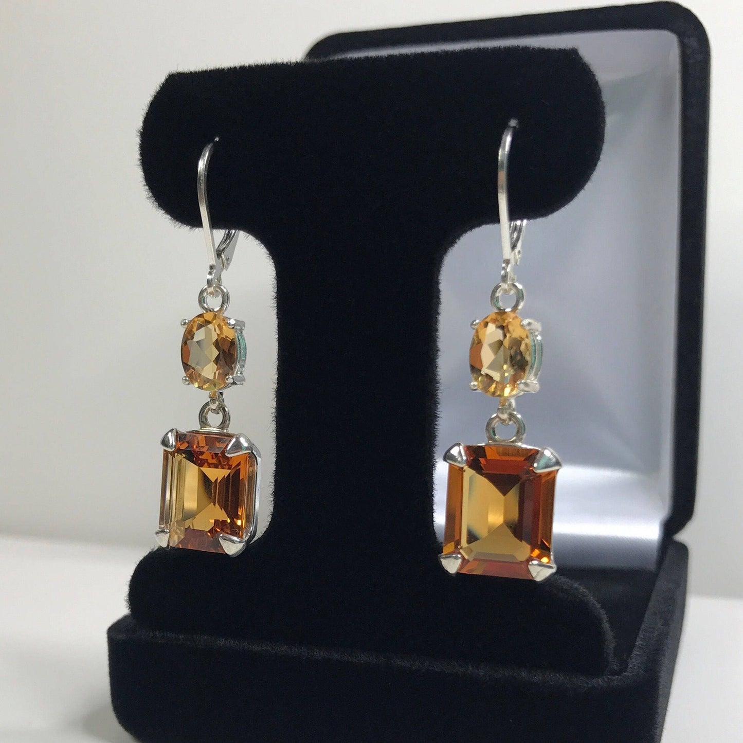 Gorgeous 8ctw Honey Citrine & Golden Citrine Earrings Madeira Citrine