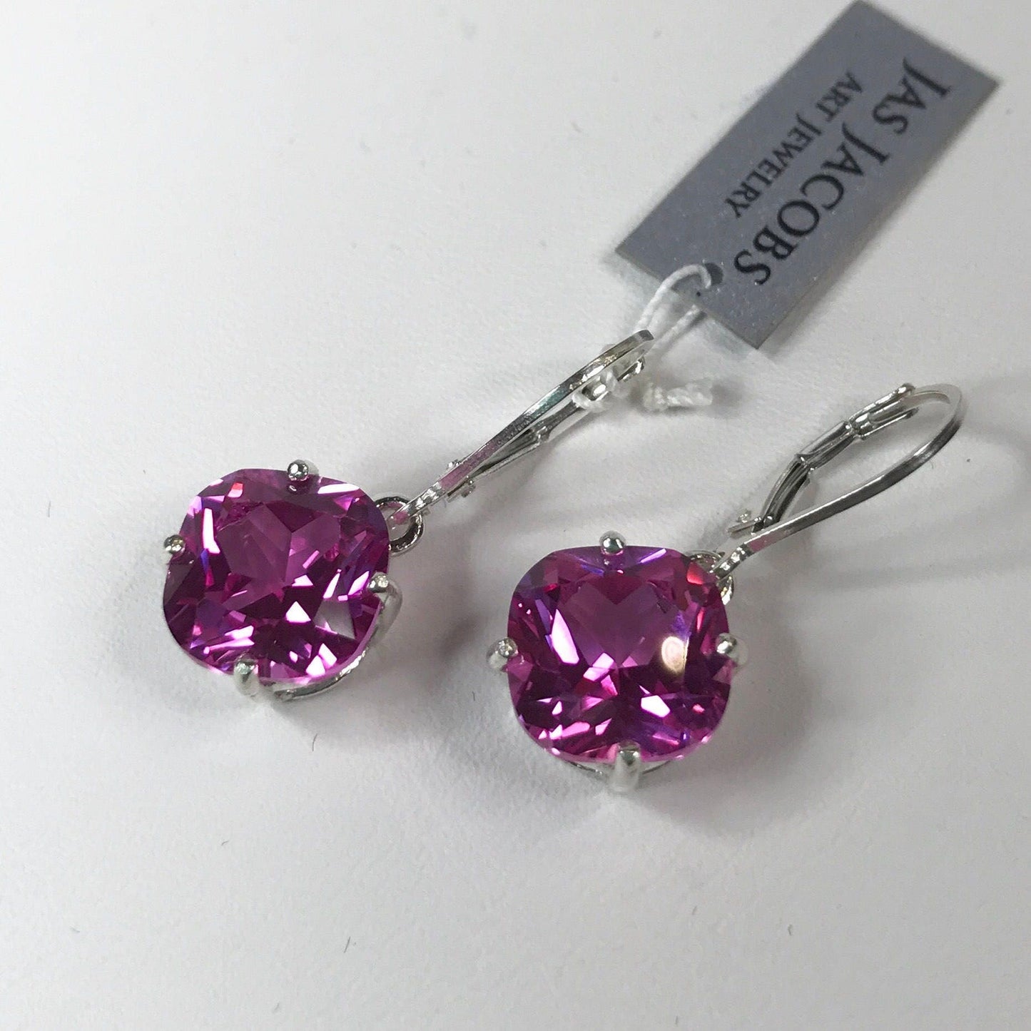 Beautiful 10ctw Cushion Cut Lab Grown Pink Sapphire Earrings in Sterling Silver