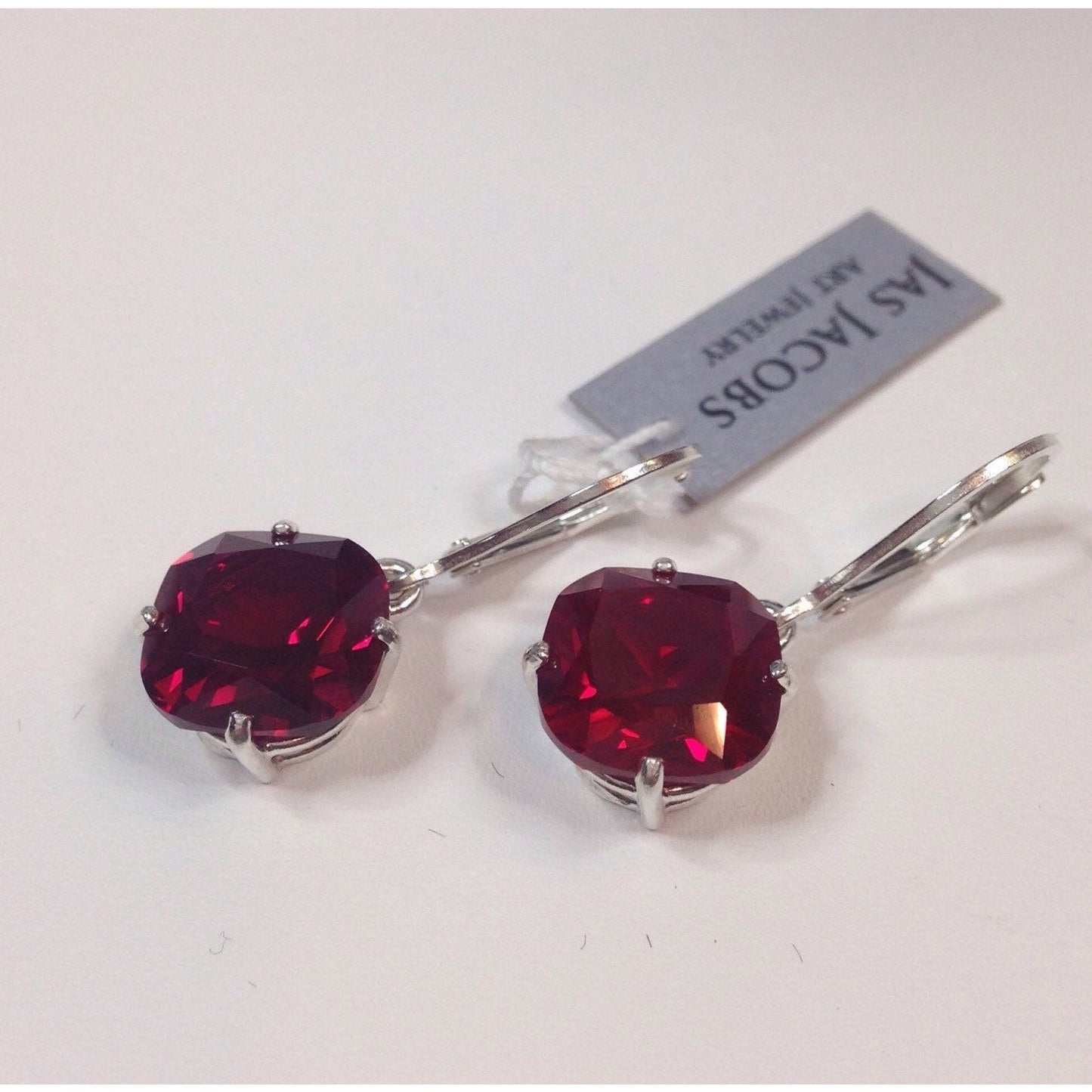Beautiful 10ctw Cushion Cut Ruby Earrings in Sterling Silver